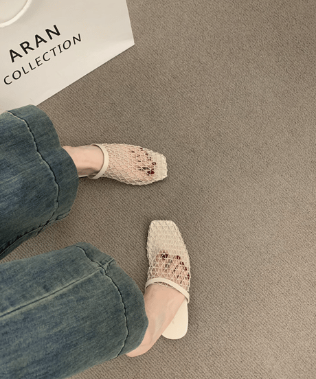 fishnet design flat sandal / 3color　hm2244