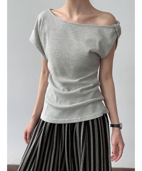 asymmetric ribbed top / 2color　hm3019