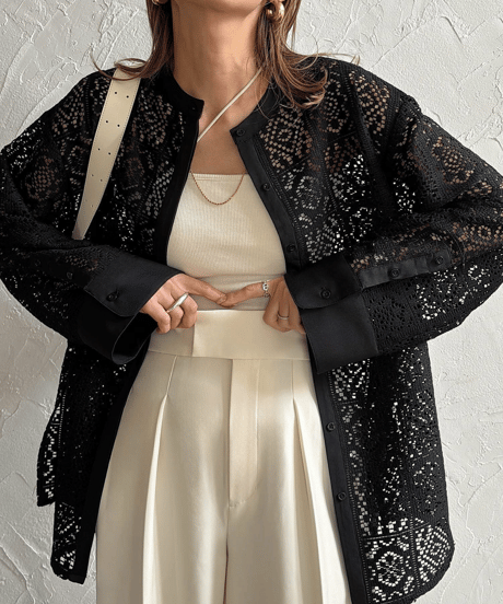 crochet lace blouse / 4color　hm3007