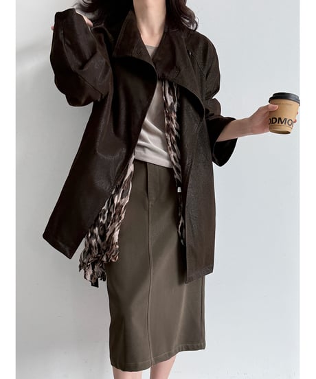 faux-leather belted coat / 2color　hm3245