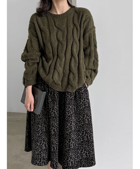 leopard flared skirt　hm3246
