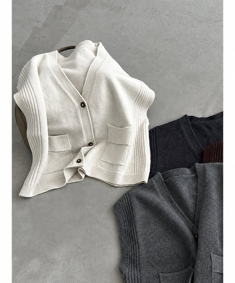 v-neck knit vest / 5color　hm3233