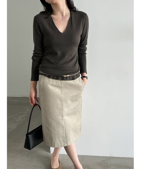 v-neck knit top / 4color　hm3265