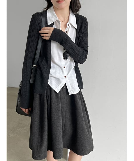 layered knit cardigan / 2color　hm3253
