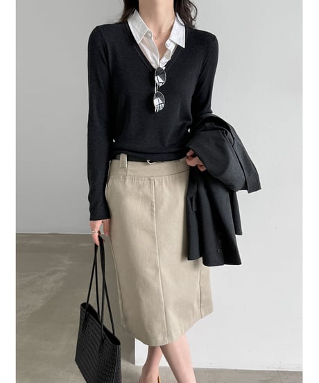 layered collar knit / 2color　hm3229