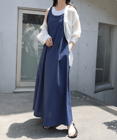 linen strap dress / 4color　hm3001