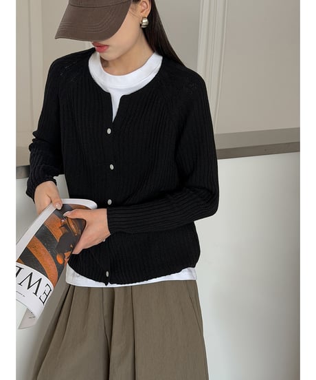 ribbed knit cardigan / 4color　hm3283