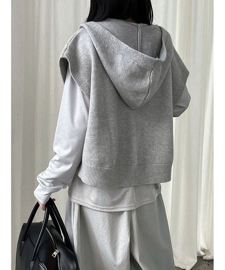 hooded knit vest / 4color　hm3218