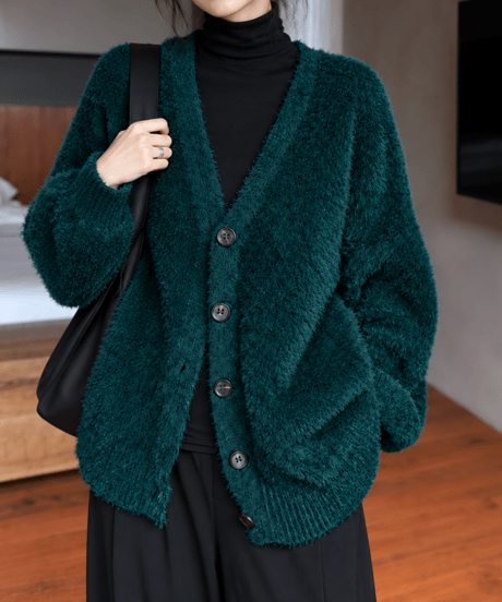 shaggy knit cardigan / 6color　hm1002