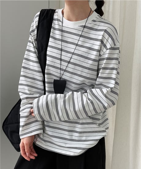 stripe loose tee / 2color　hm3216