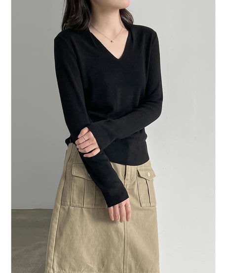 v-neck knit top / 4color　hm3265