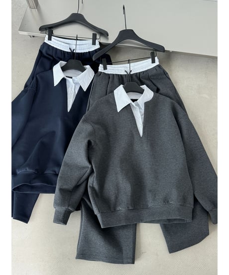 collared sweat set-up / 2color　hm3247