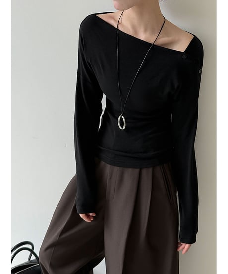 asymmetric button knit / 4color　hm3219