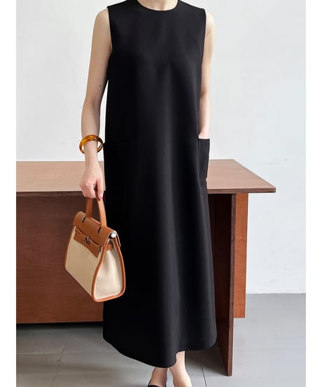 sleeveless pocket dress / 2color　hm3009