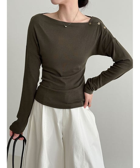 asymmetric button knit / 4color　hm3219