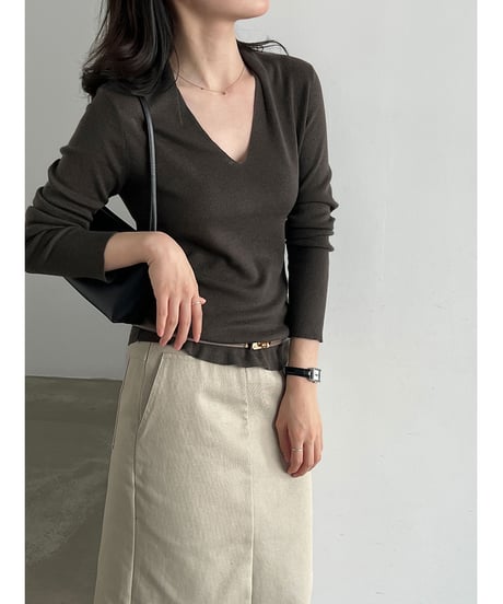 v-neck knit top / 4color　hm3265