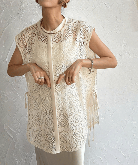 crochet lace blouse / 4color　hm3007