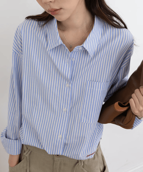 embroidered striped shirt　hm3292