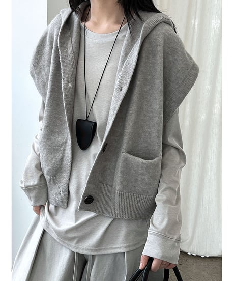 hooded knit vest / 4color　hm3218