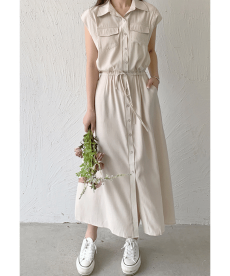 drawstring shirt dress / 3color　hm2991