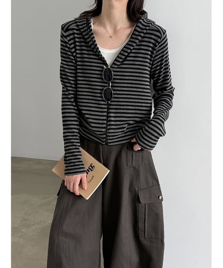 striped hood parka　hm3234