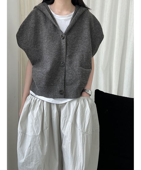 hooded knit vest / 4color　hm3218