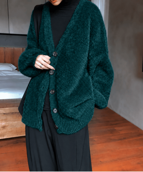 shaggy knit cardigan / 6color　hm1002