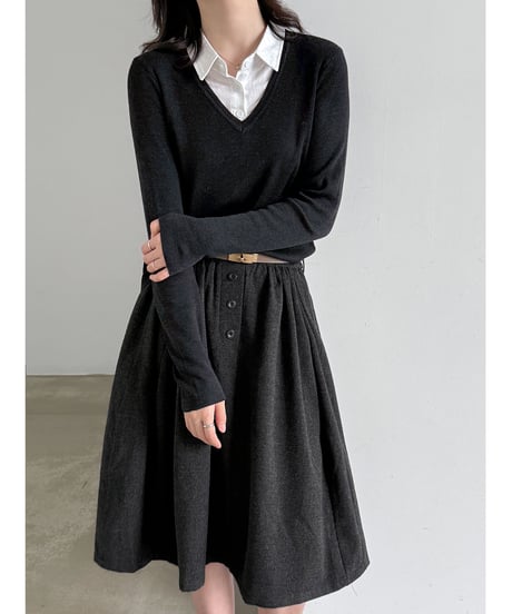 layered collar knit / 2color　hm3229