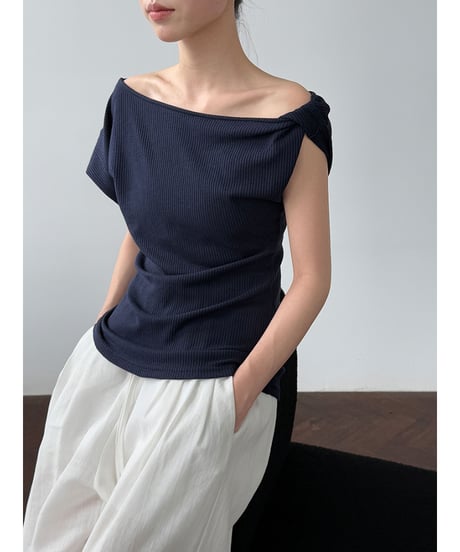 asymmetric ribbed top / 2color　hm3019