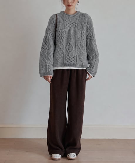 cable knit sweater / 3color　hm3227