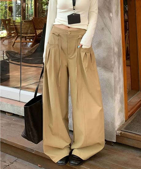 drawstring wide pants / 6color　hm1670