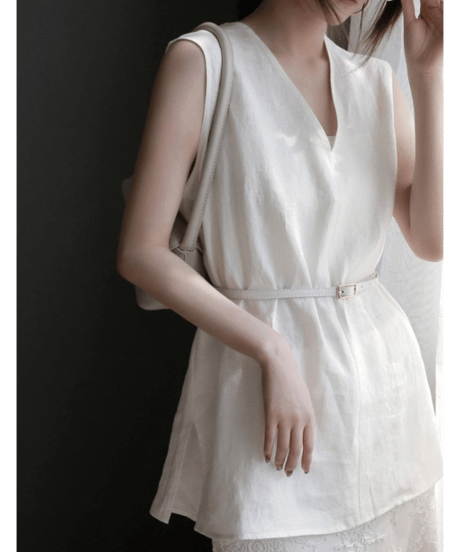 linen sleeveless top / 2color　hm2993