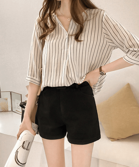 striped loose shirt / 4color　hm3000
