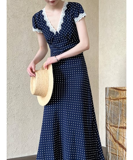 lace polka dress　hm3010