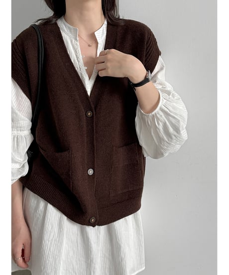 v-neck knit vest / 5color　hm3233