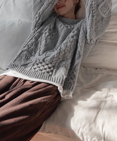 cable knit sweater / 3color　hm3227