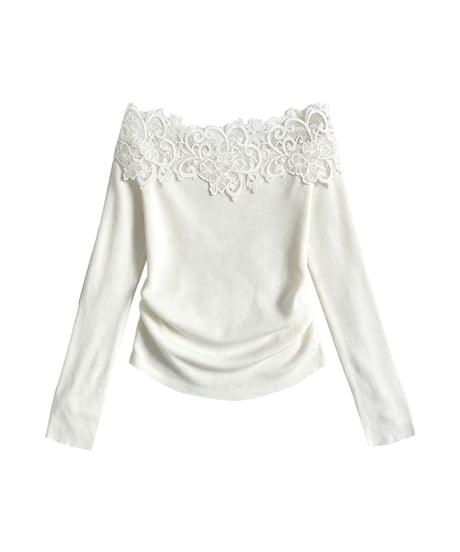 lace shoulder knit top / 2color　hm3240