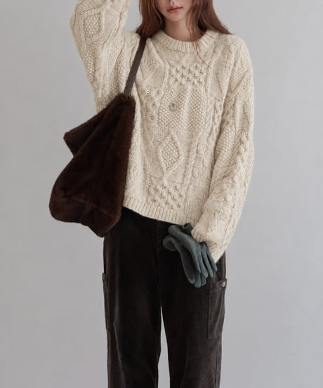 cable knit sweater / 3color　hm3227