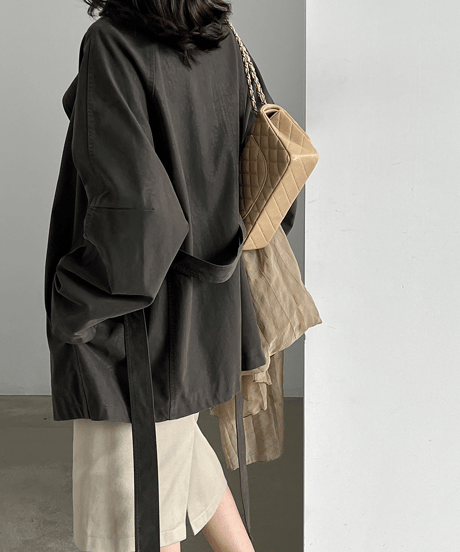 faux-leather belted coat / 2color　hm3245