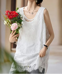 lace long vest / 2color　hm2995