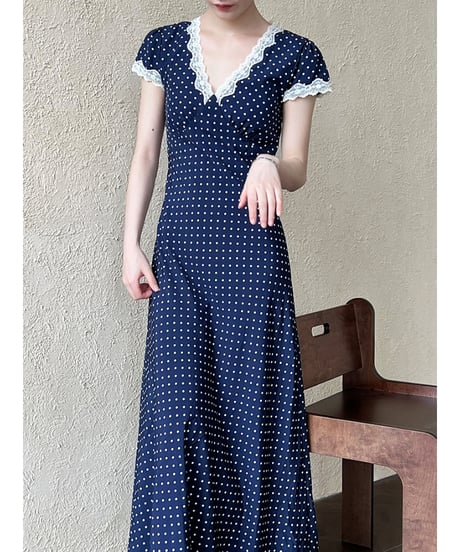 lace polka dress　hm3010