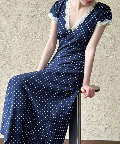 lace polka dress　hm3010