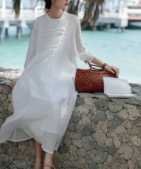 linen tie dress　hm2994