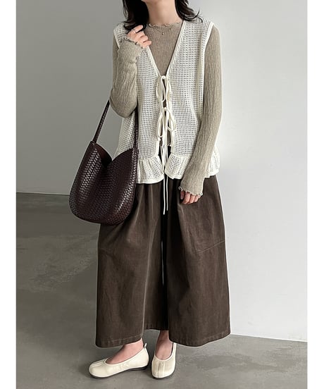 ruffle ribbon vest / 3color　hm3261