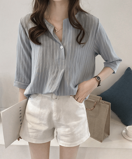 striped loose shirt / 4color　hm3000