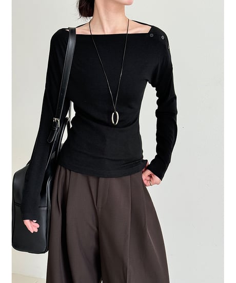 asymmetric button knit / 4color　hm3219