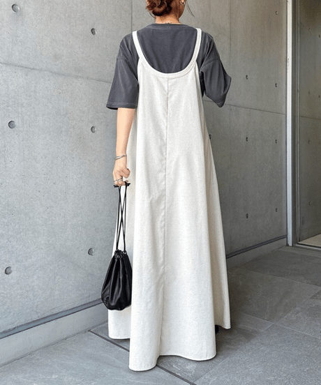 linen strap dress / 4color　hm3001
