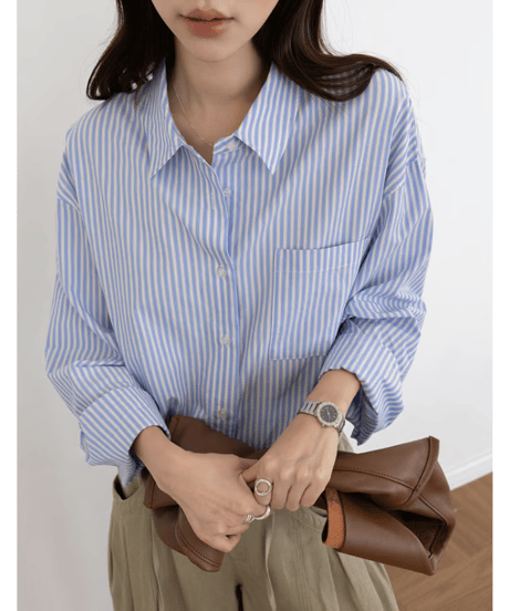 embroidered striped shirt　hm3292