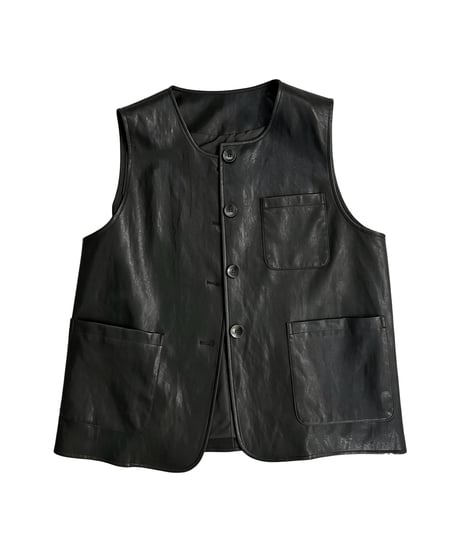 faux leather vest　hm3238