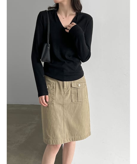 v-neck knit top / 4color　hm3265